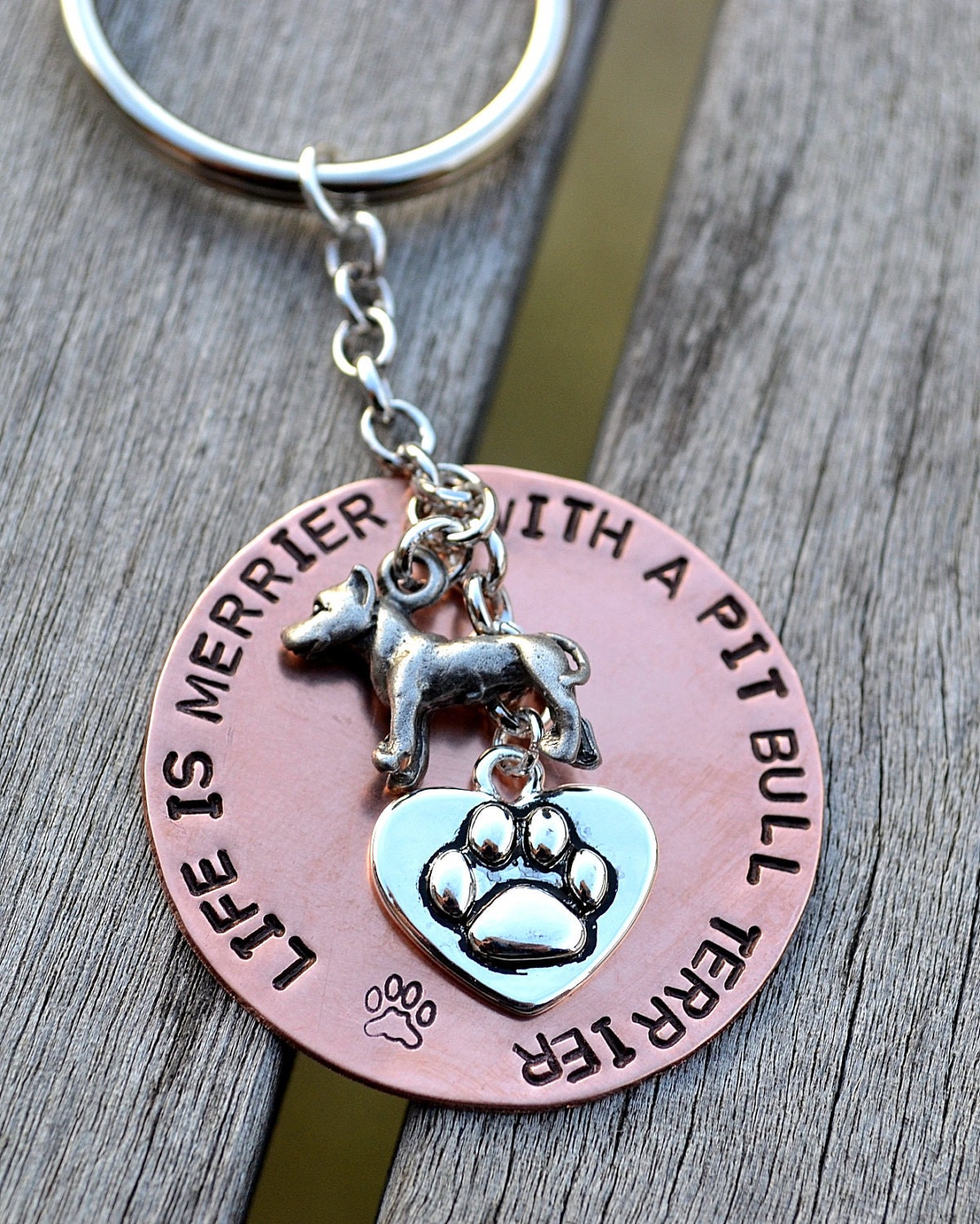 Life is Merrier Handstamped Keychain