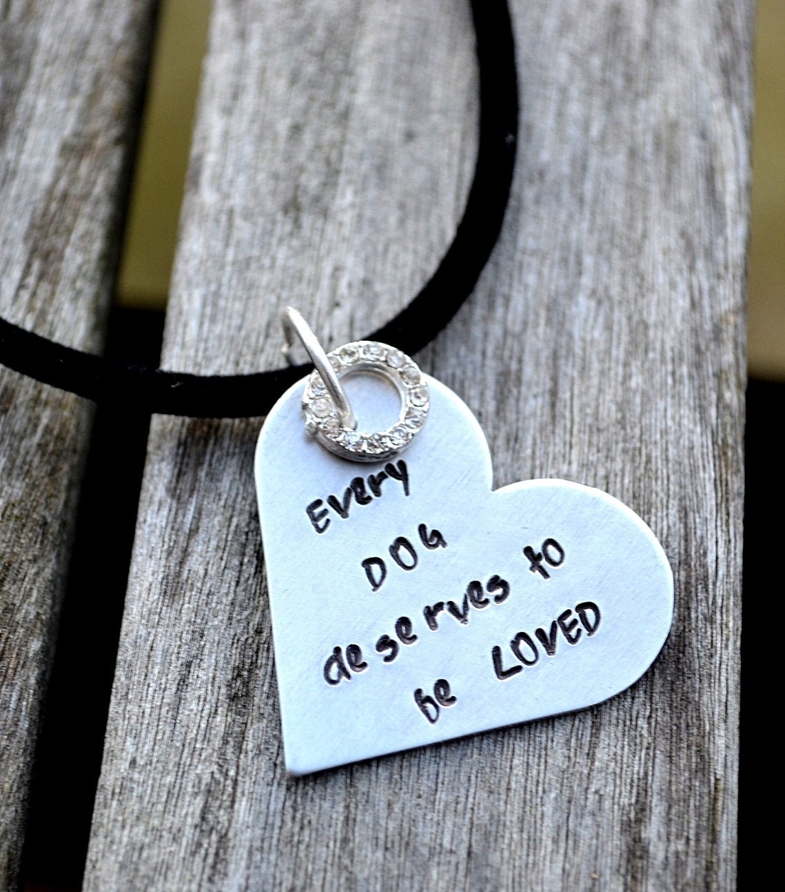 Every Dog Deserves to be Loved Handstamped Necklace