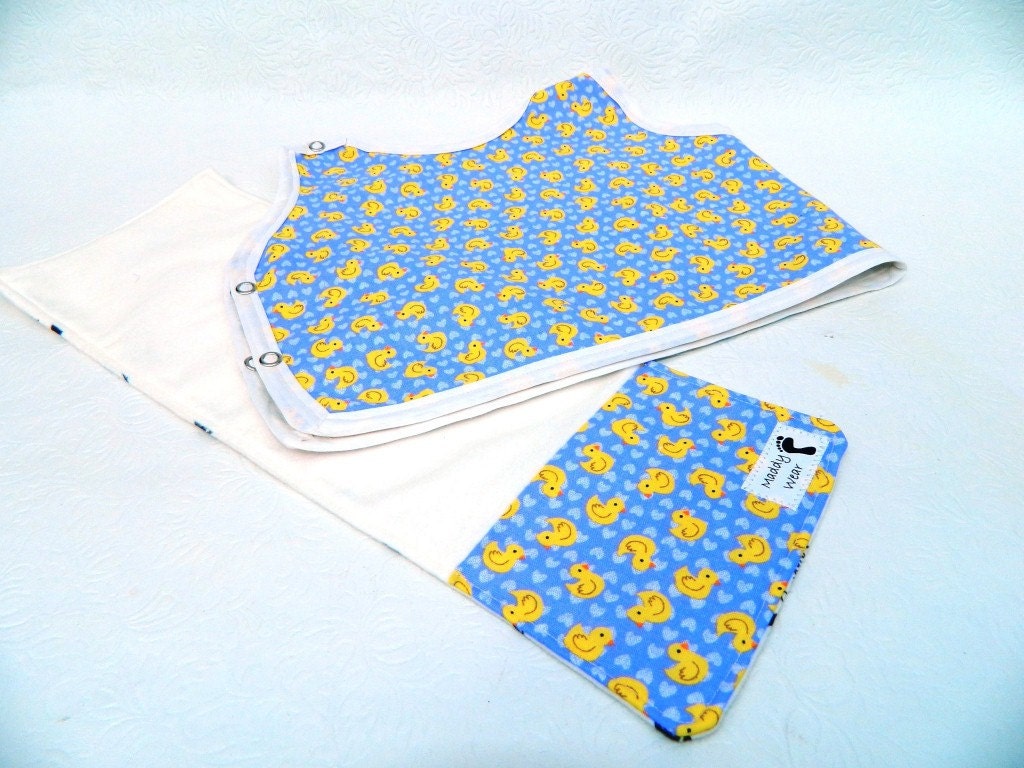 Baby Shower Gift Set Rubber Duck Lavender Purple Heart Bib and Burp Cloth
