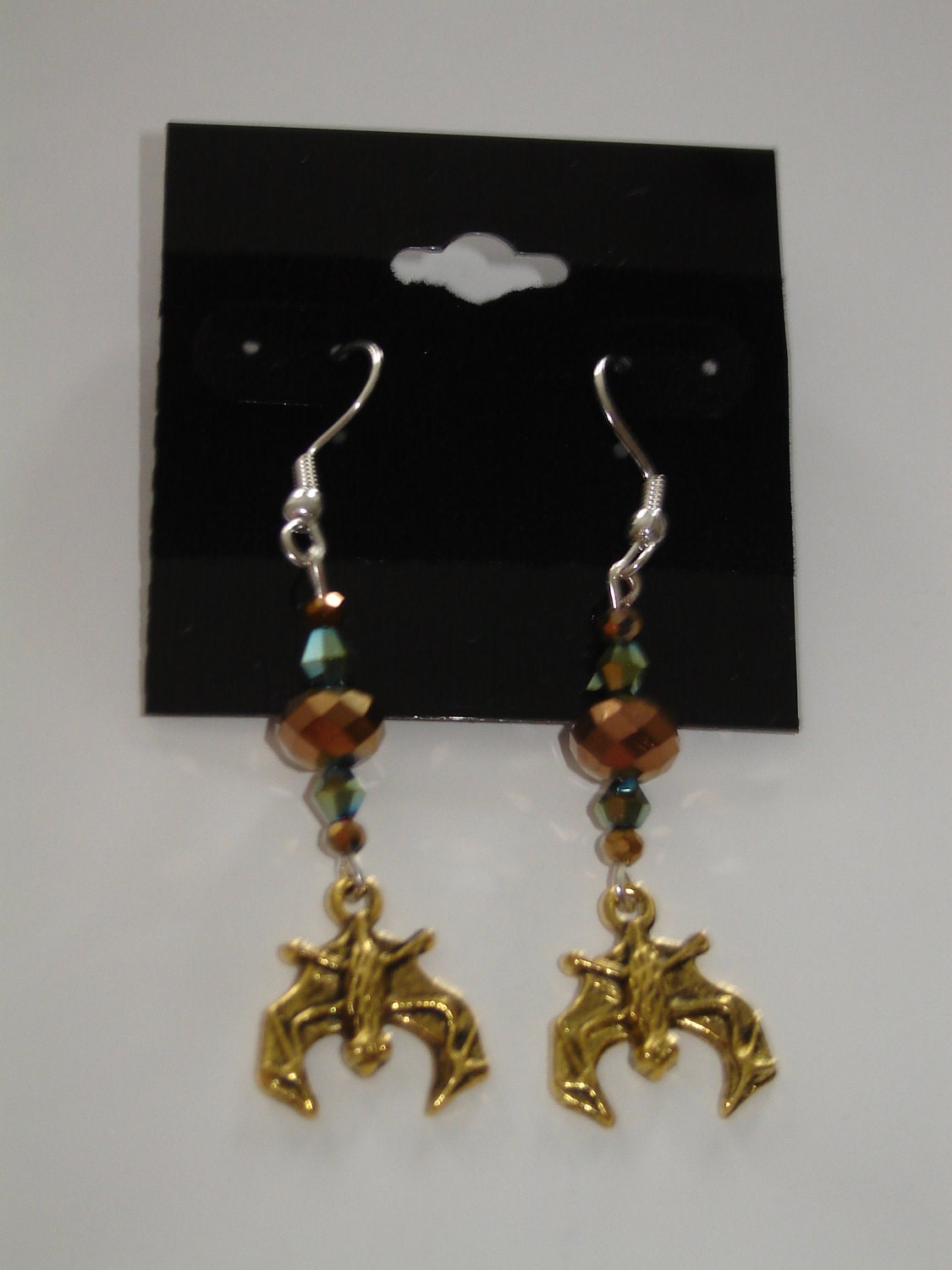 Earth-tone Bat Dangle Earrings (Bat World)