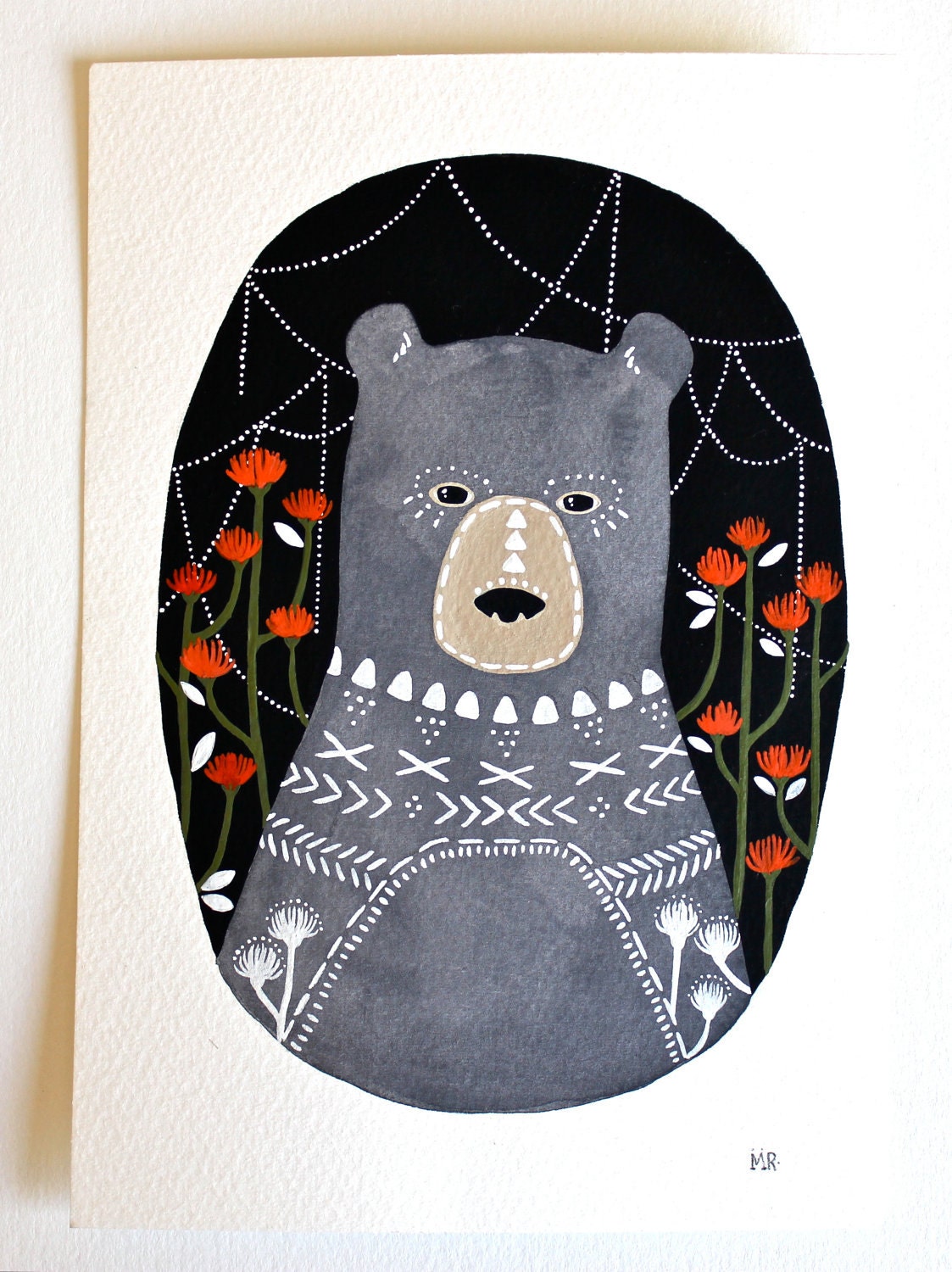 Bear Illustration Painting - Animal Watercolor Art - Black Friday Cyber Monday - Keiko Bear 5x7 Archival Print