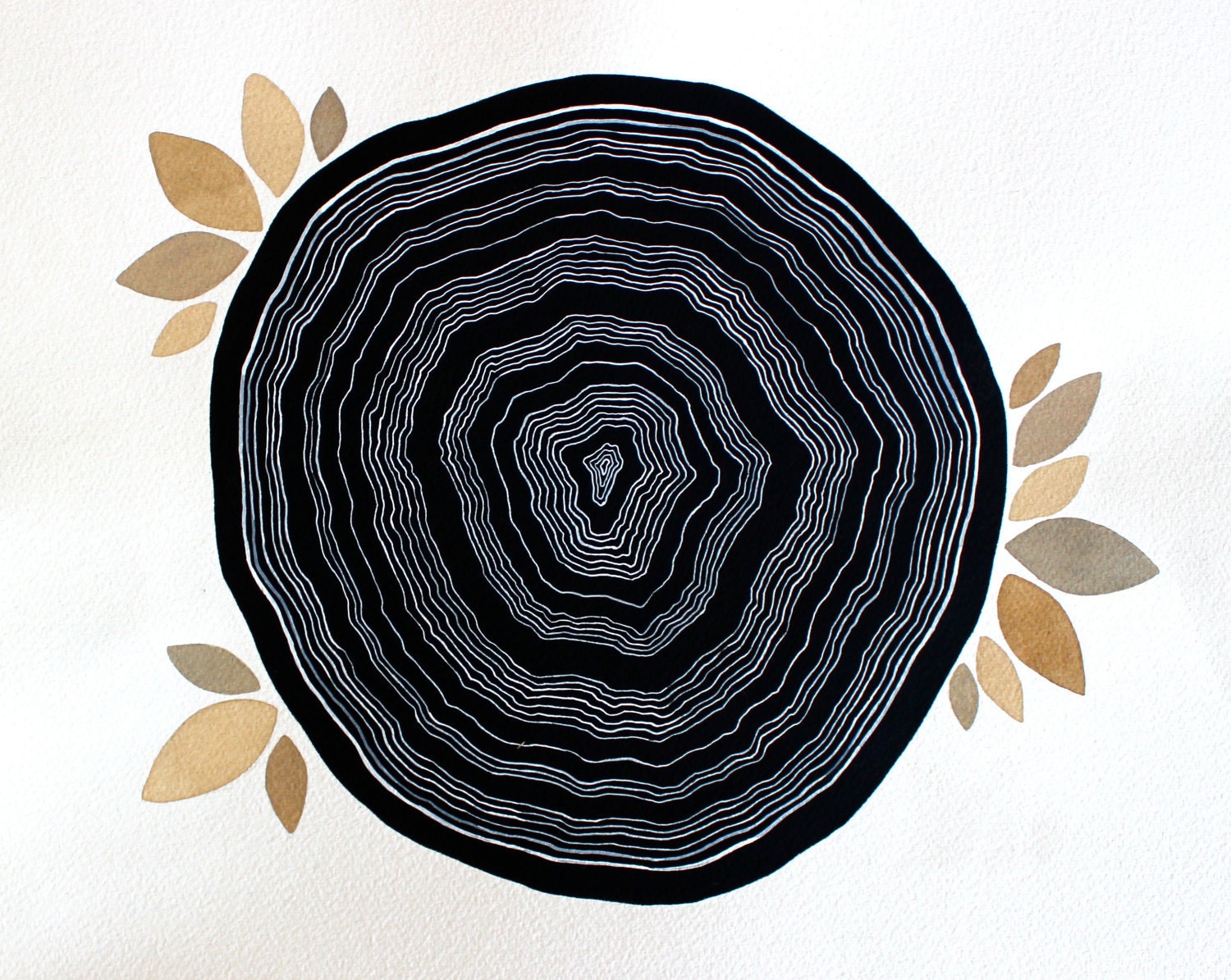 Original Painting - Tree Rings 2 - Watercolor Art by Marisa Redondo