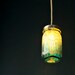 Hand Painted Mason Jar Lantern, with Peacock Blue Glass and Pearl White Eccents