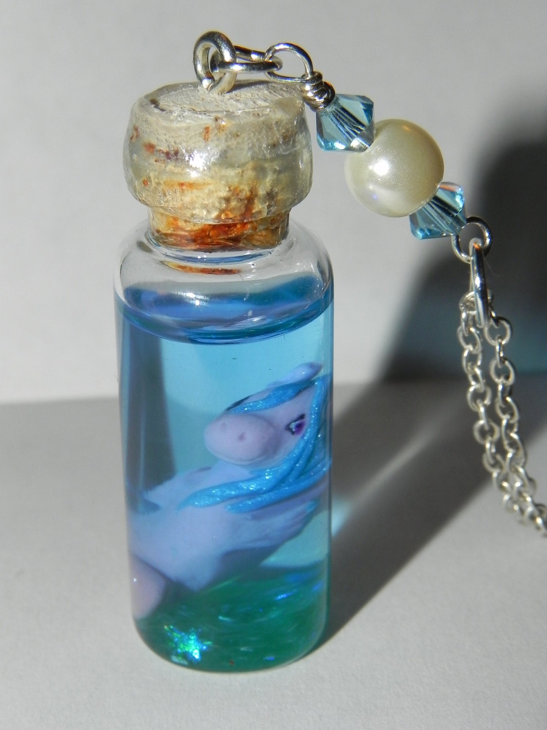 My Little Pony Itty Bitty Sea Pony Vintage Style WAVE DANCER Sea Pony in a Bottle Necklace