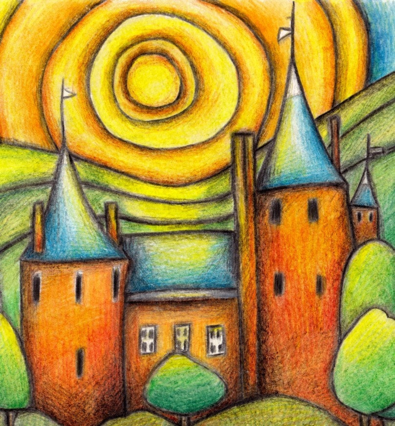 Welsh' Fairytale' castle print Castle Coch, Cardiff Wales from Original Drawing