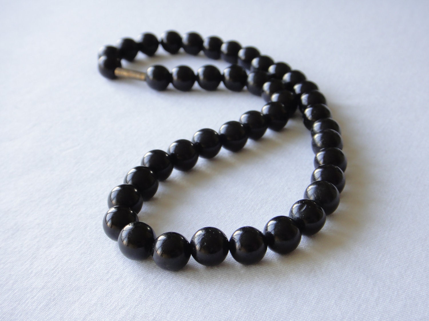Black Onyx Necklace. 10mm Genuine Black Onyx Beads. 16" Necklace. Evening Wear Necklace. MapenziGems