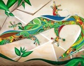 Limited Edition Wall Art Print - Lizard Children Art- "Beautiful Fear"