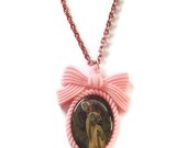 Siamese Cat Necklace, Disney Lady and the Tramp, Pink Cameo