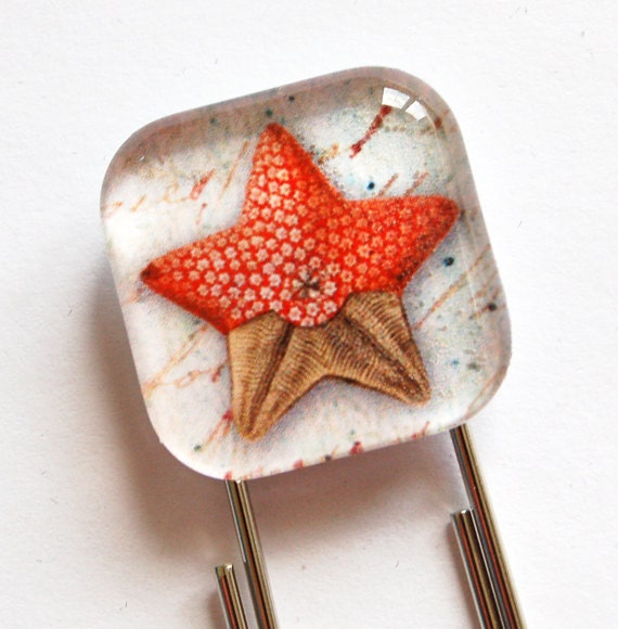 Glass Bookmark, Starfish Bookmark, Bookmark, book mark, Starfish, Ocean, Beach