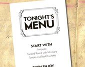 Printable Wedding Menu -- Modern Black No. 4 Collection