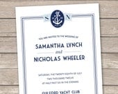 Printable Wedding Invitation and RSVP Set -- Nautical Chic No. 7 Collection