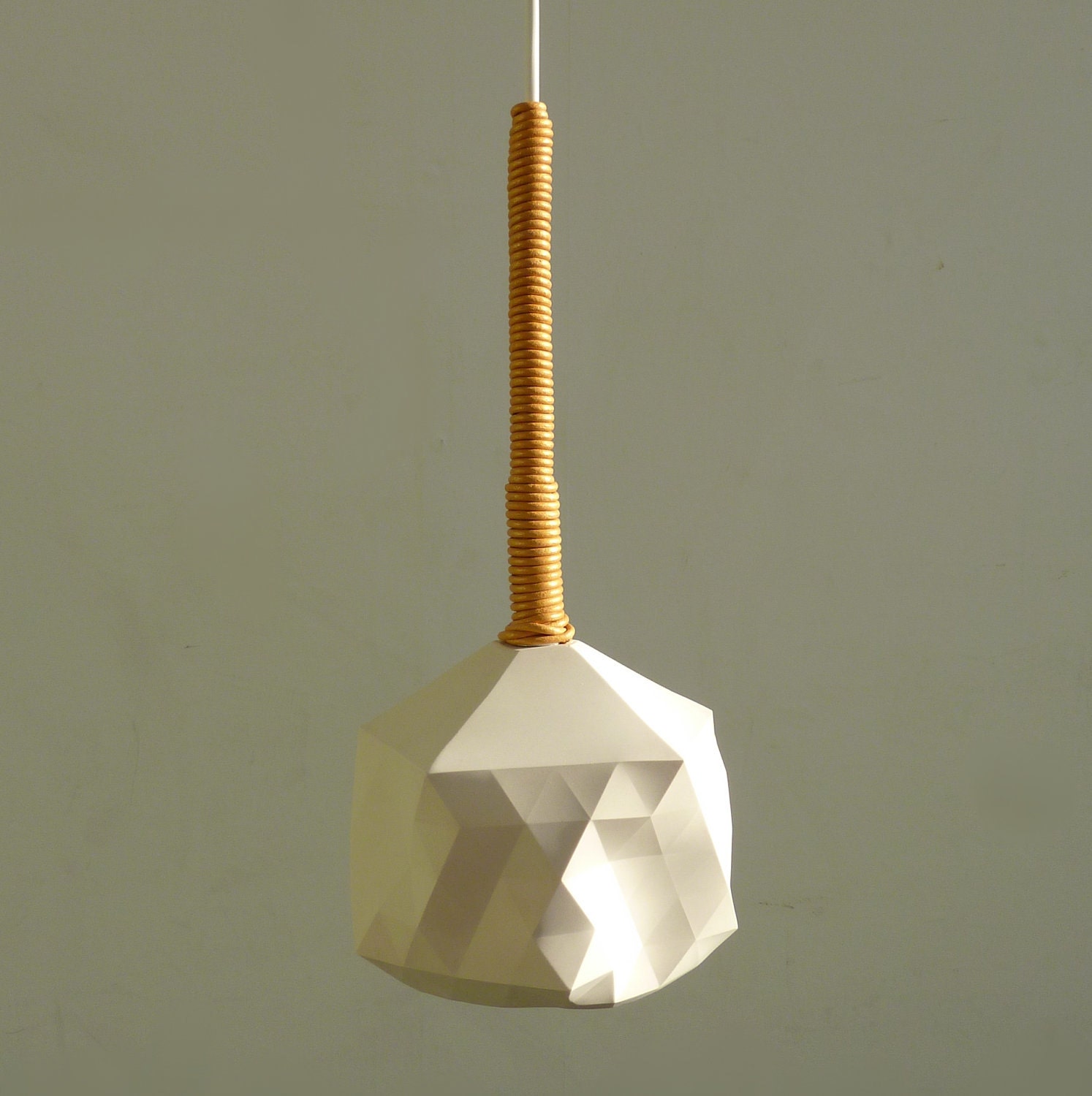Leather Stem - Faceted Globe Pendant Light