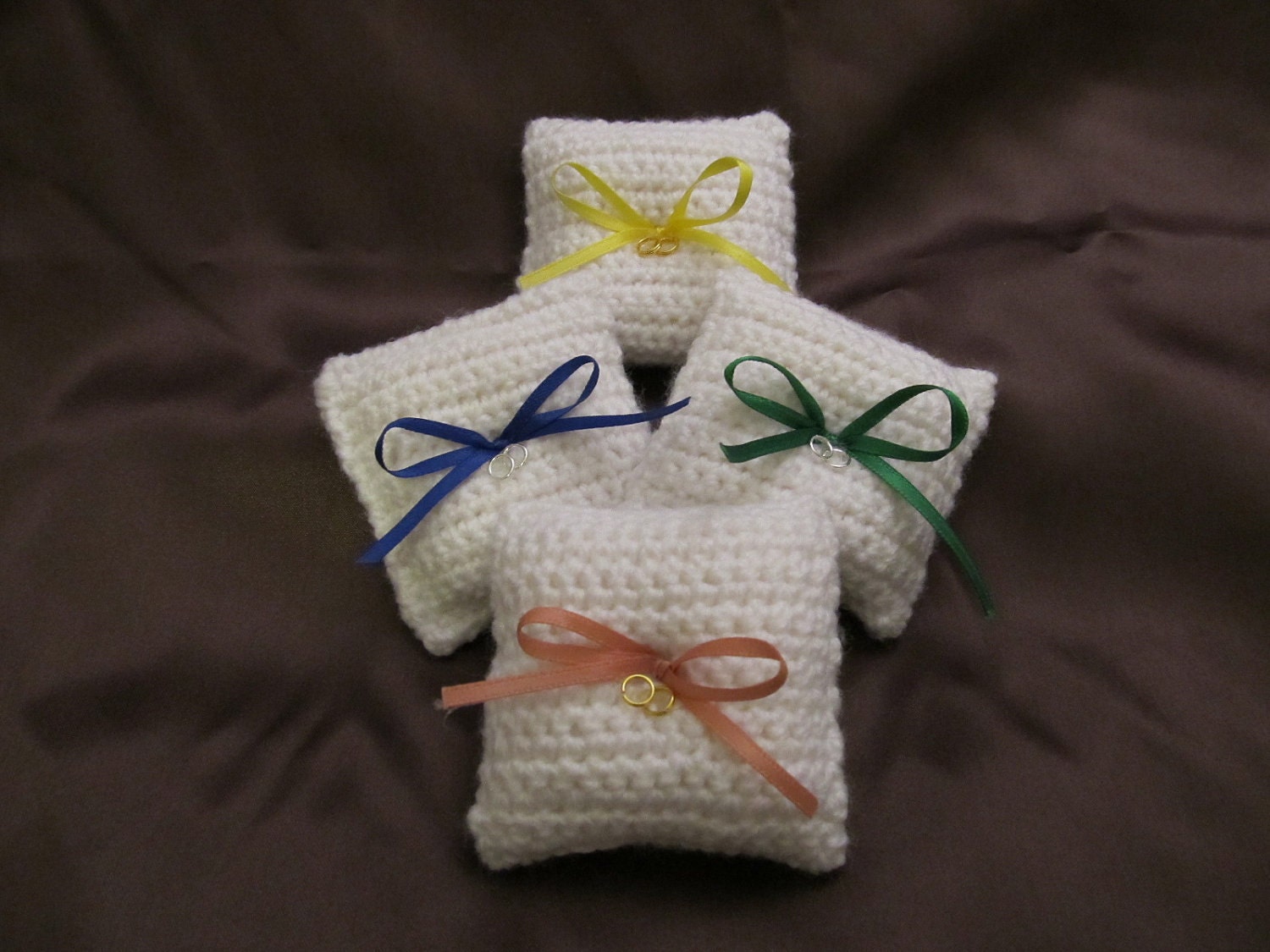Unique Mini Crochet Ring Bearer Pillow Wedding Favors - Set of 10