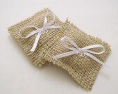 Mini Burlap Ring Bearer Pillow Wedding Favors - Set of 10 Custom Made For Your Day