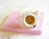 Romantic tea cup ring - handmade miniature polymer clay food jewelry