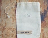 50 Thank You Medium Muslin Bag Wedding Favors Hand-Stamped with Custom Initials and Date
