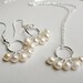 Necklace earring set - cream pearl necklace - freshwater pearls - bridal jewelry - cream pearl earrings - cluster necklace - cream pearl set