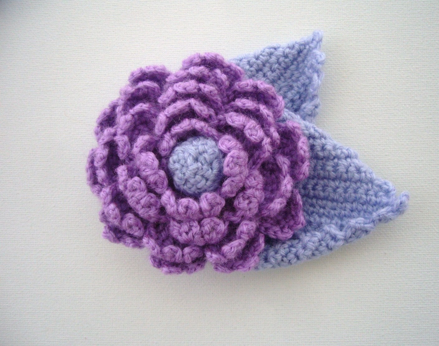 Crochet Large Corsage Brooch Lilac Rose Crochet Jewellery