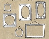 digital frames, hand drawn doodle frames, digital photography graphic design resources, black and white, instant download - 1509