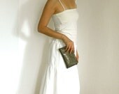 Metallic Cotton Khaki Grey Pouch /Zipper Bag / Cosmetic Bag
