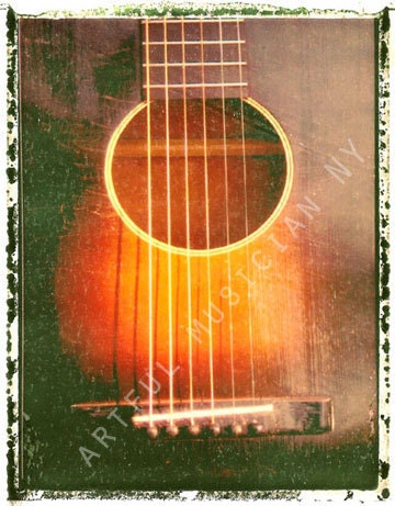 guitar print gibson acoustic guitar art print 5 x 7  photographic prints