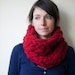 Chunky Red Infinity Cowl - Hand Knitted Unisex Scarf