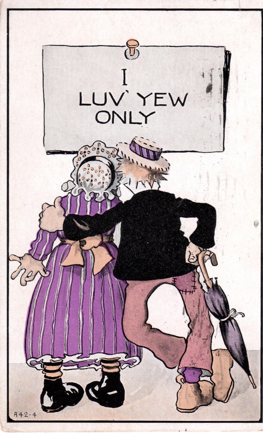 I Luv Yew Only  1916 Vintage Postcard