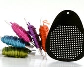 DIY Cross Stitch Pendant Blank - Black Teardrop