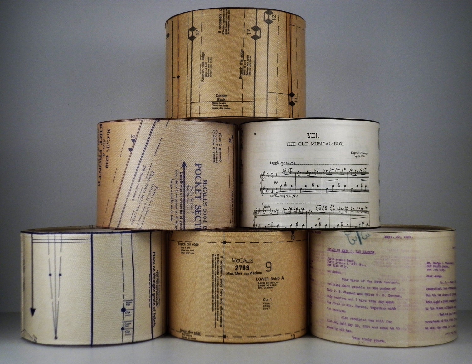 Lamp shades with Vintage Industrial Chic. Recycled. Upcycled. Repurposed.