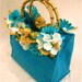 Yellow White Flowers Teal Summer Flower Purse