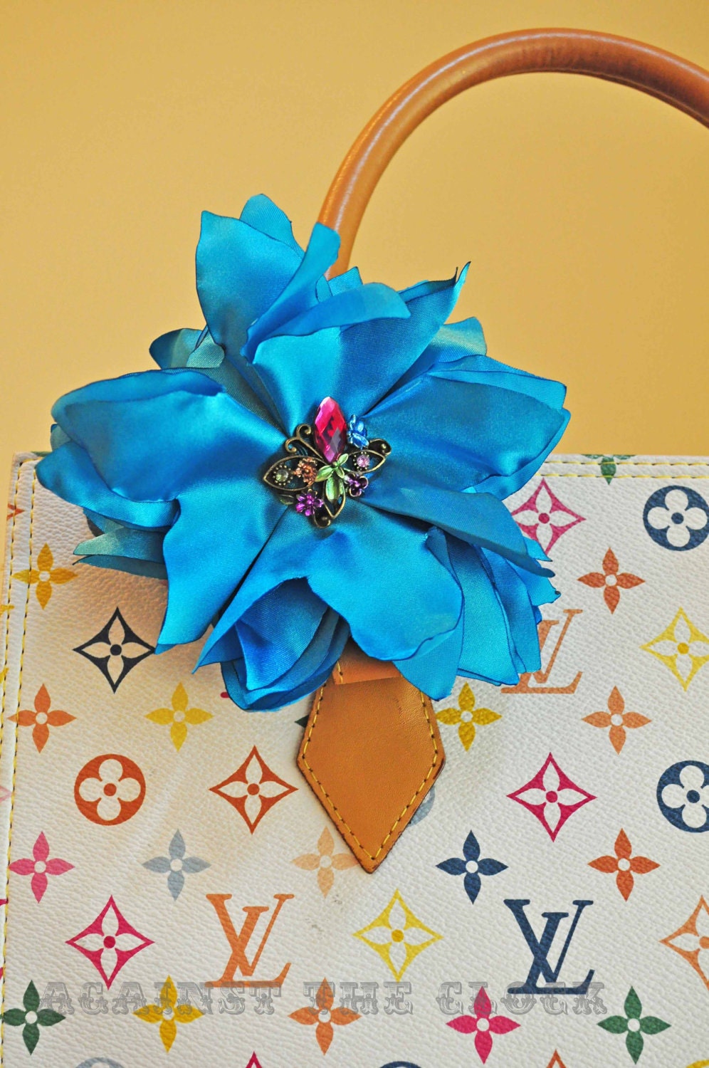 Hair fascinator, brooch, accessory, fabric water lily, fabric lotus, azure flower