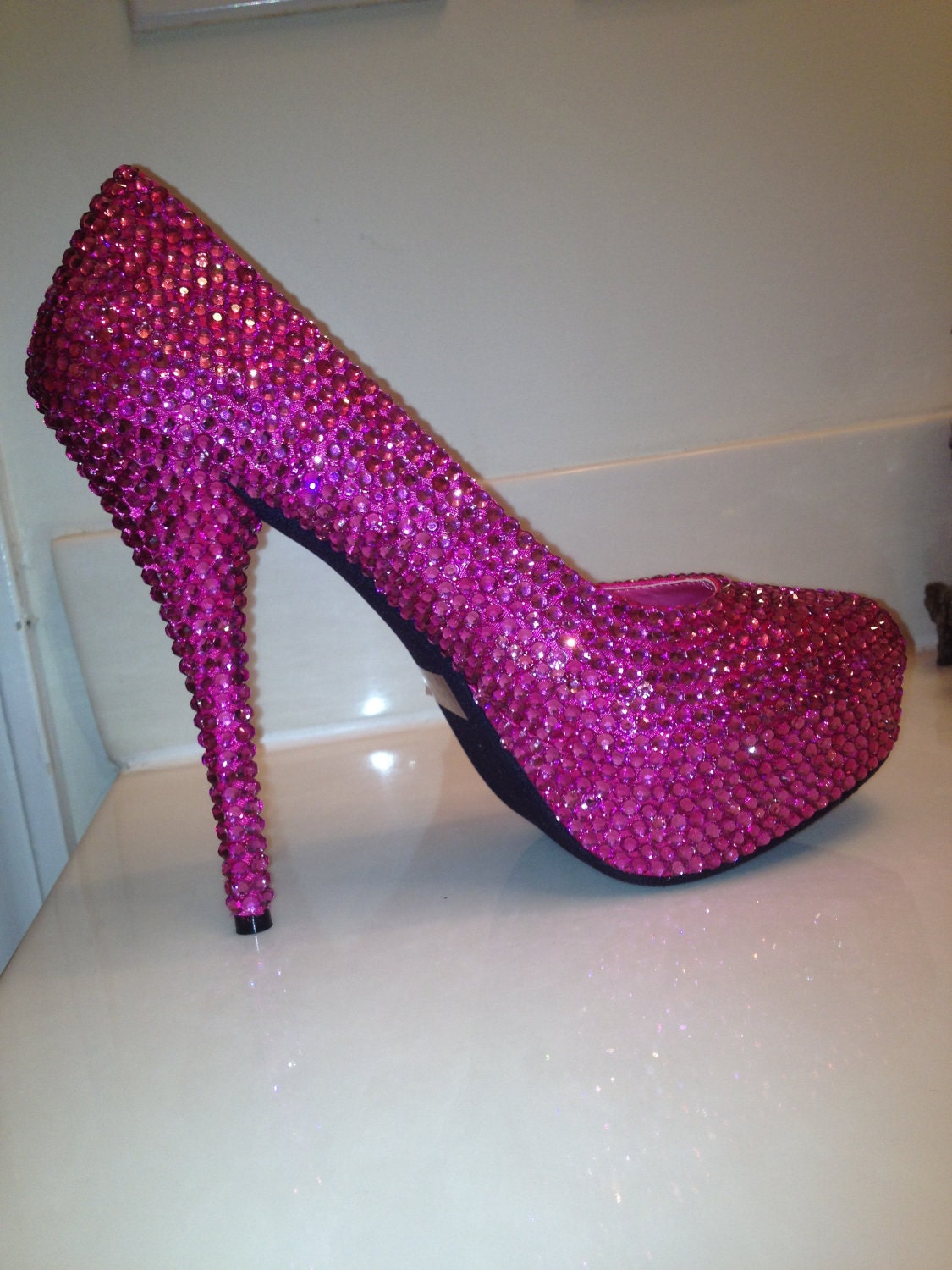 Fuchsia Crystallized High Heels