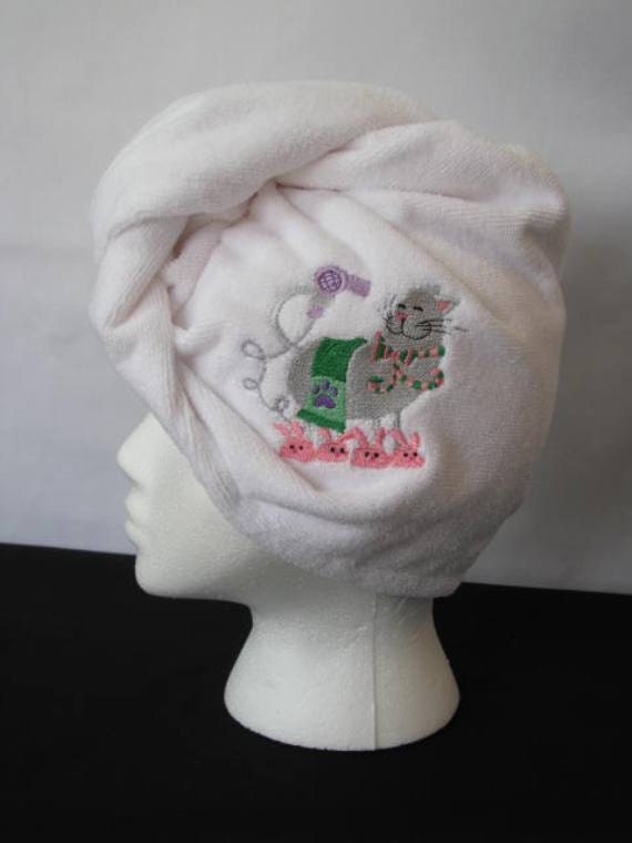 Embroidery Kitty Hair Turban - Towel Microfiber