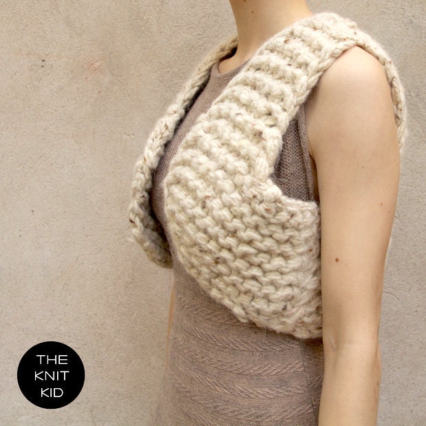 bulky knitted waistcoat cream beige giant knit the knit kid