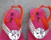 Baby BLING- Hot Pink and Orange Dot Rhinestone Toddler Sandals
