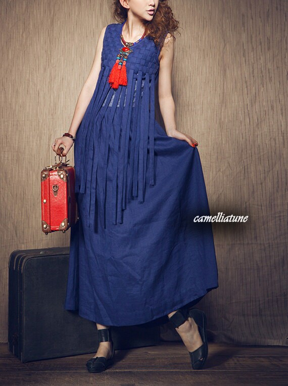 Linen weaving Dress/ Formal Dress Gown/ Bridesmaid Sundress - Made to order