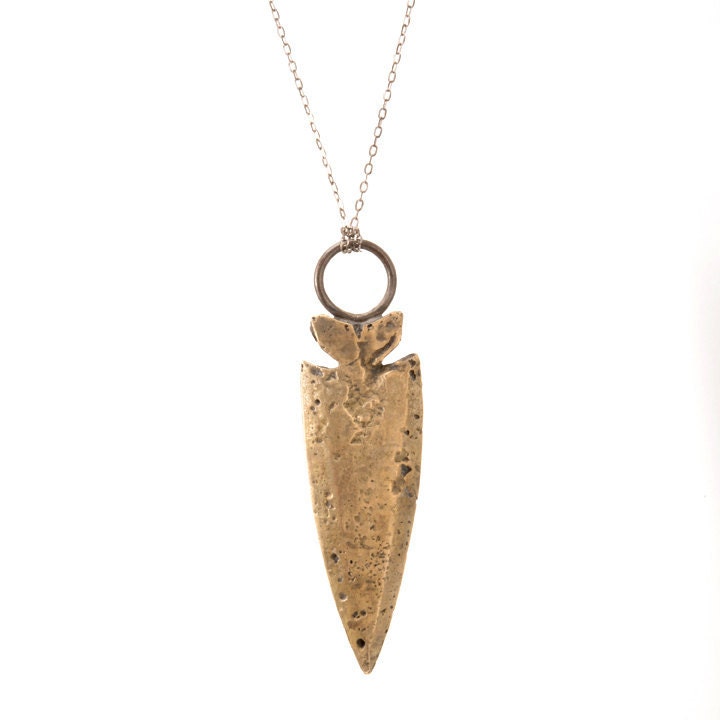 Rustic Bronze Arrowhead Pendant