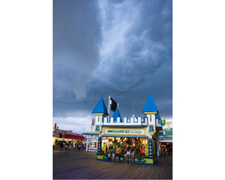 Casino Pier Games, Jersey Shore Fun, Carnival Photo - Amuzement Games and Storm Apporaching, Art Print 12x8 circus