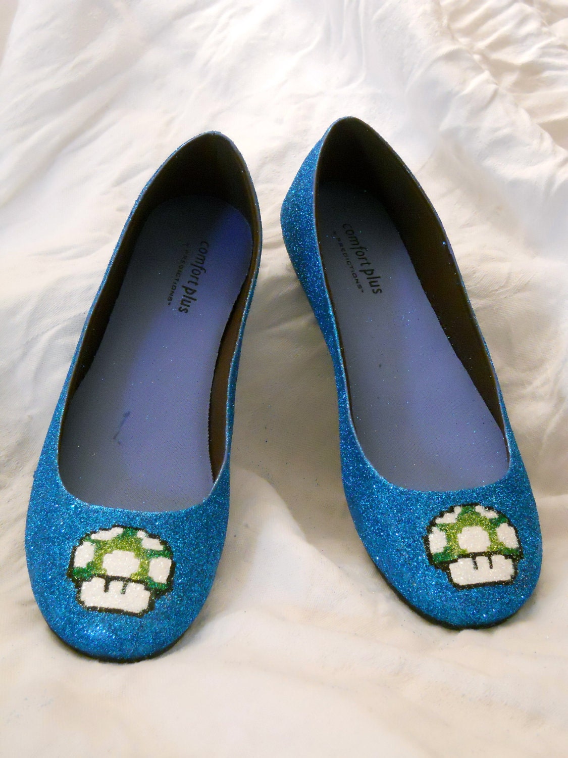 1 Up Mario Mushroom Glitter Shoes