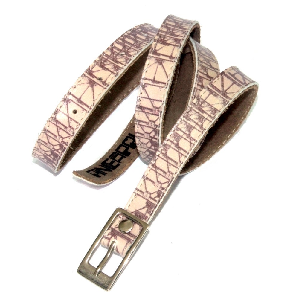 ON SALE: Skinny Belt Leather - Printed Leather Thin Belt - Urban Leather Print