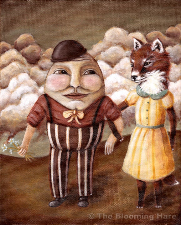 Unlikely Courtship - Cute Girl Fox and her Egg Sweetheart - Print 8x10