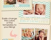 Birth Announcement Template - BA115 INSTANT DOWNLOAD