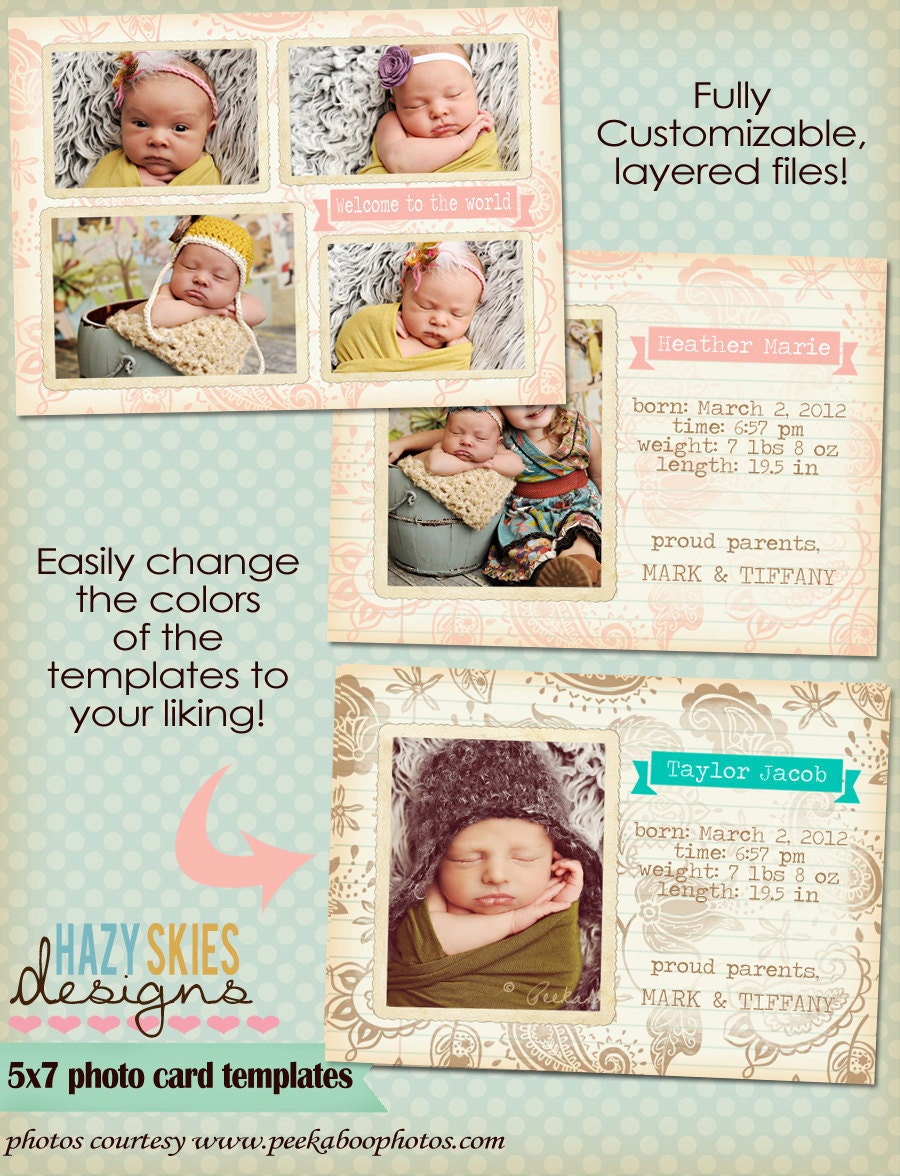 INSTANT DOWNLOAD Birth Announcement Template - BA118