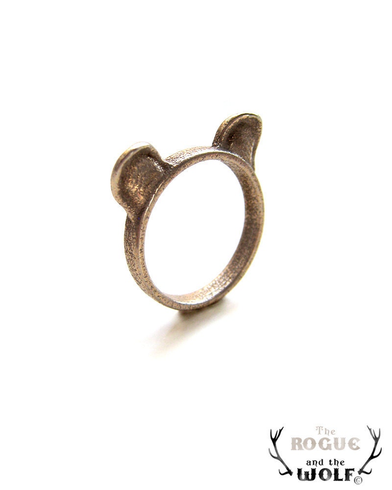 Stainless Steel Bear Ears Ring, Bear ring, animal ring, whimsical ring, bear ears, animal jewelry,child at heart