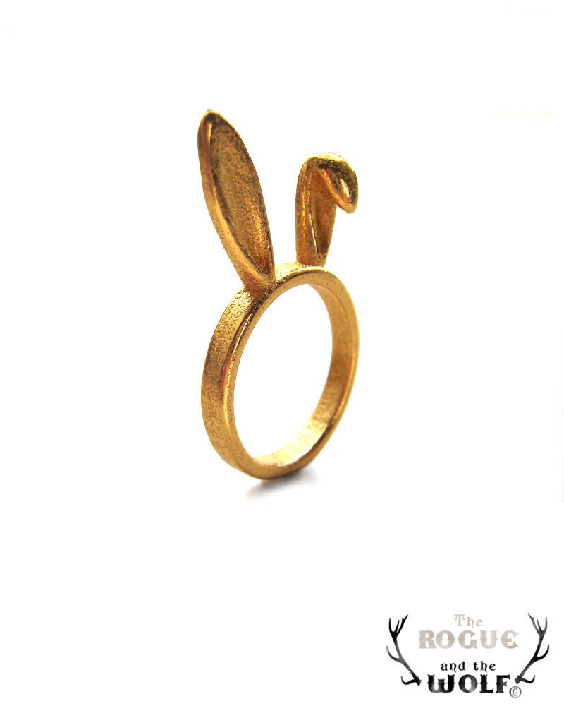 Gold Bunny Ears Ring, Bunny ring, playful whimsical animal jewelry, animal lover, gift for your Valentine, for the whimsical girlfrien