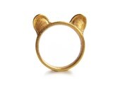 Gold Plated Bear Ears Ring, Bear ring, animal ring, whimsical ring, bear ears, animal jewelry, gold band ring
