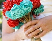 Custom Ribbon Rose Wedding Bridal Bouquet