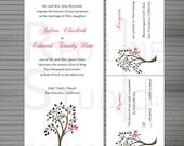 DIY Printable Wedding invitation set. Tree with birds. Invitation with 2 enclosures. PDF digital file.