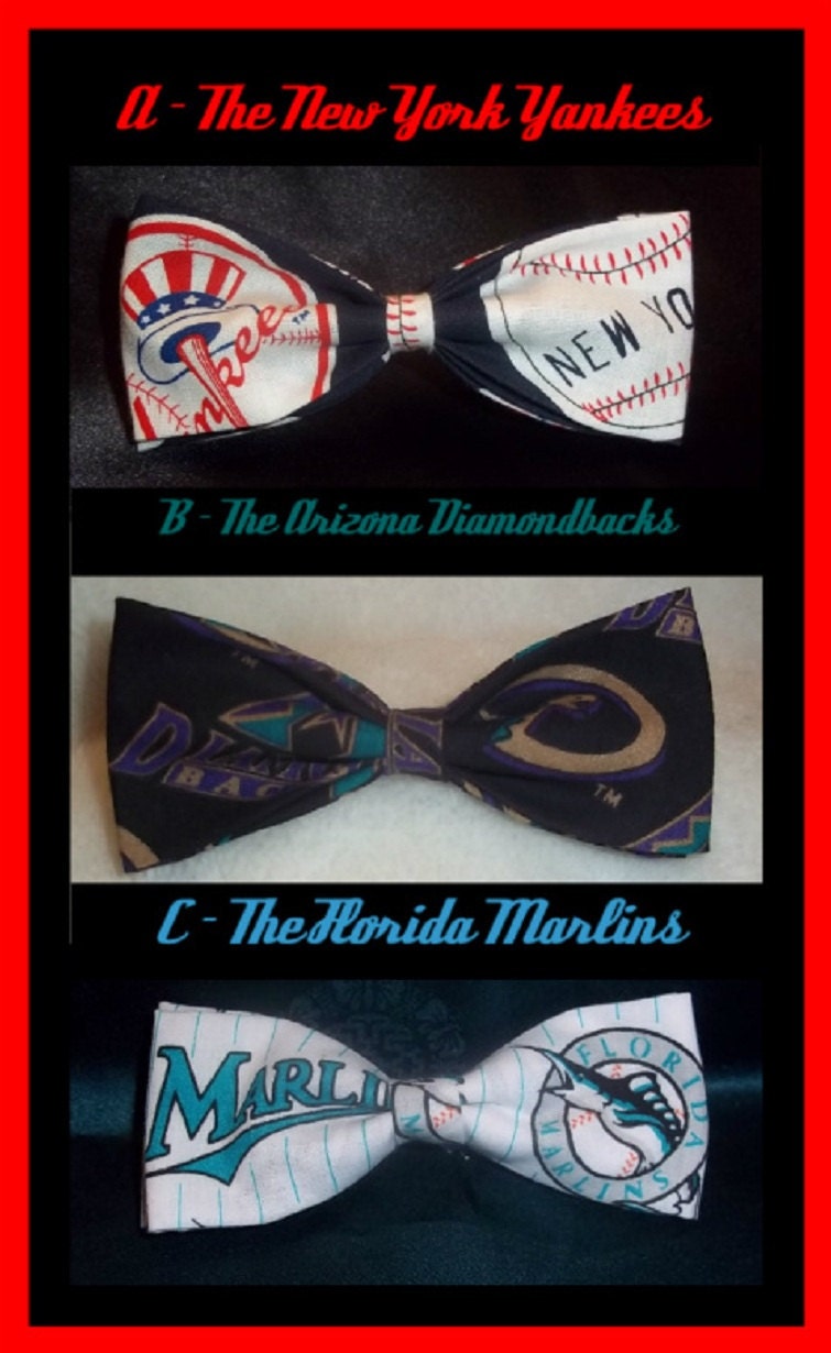 BowTies Made From MLB Fabrics - Baseball Season Is In Full Swing and the World Series Will be Here Before You Know It - Shipping Only 1.95