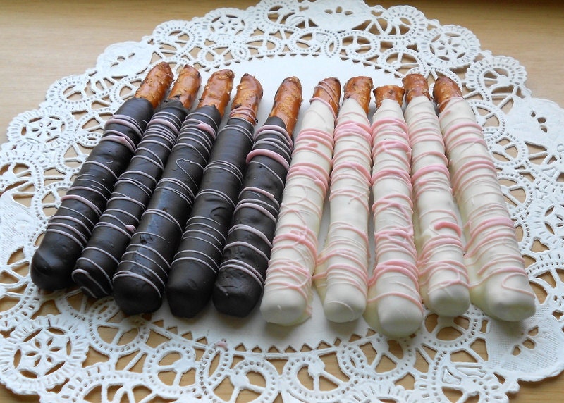 Chocolate Covered Pretzel Sticks - Chocolate Pretzel Rods - Chocolate Favors
